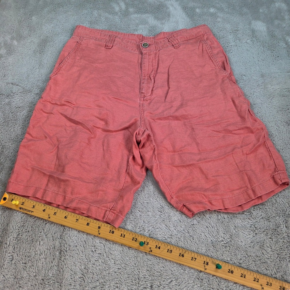 Tommy Bahama Linen Shorts Mens 33 Flat Front Tropical Casual Island Coral Pink